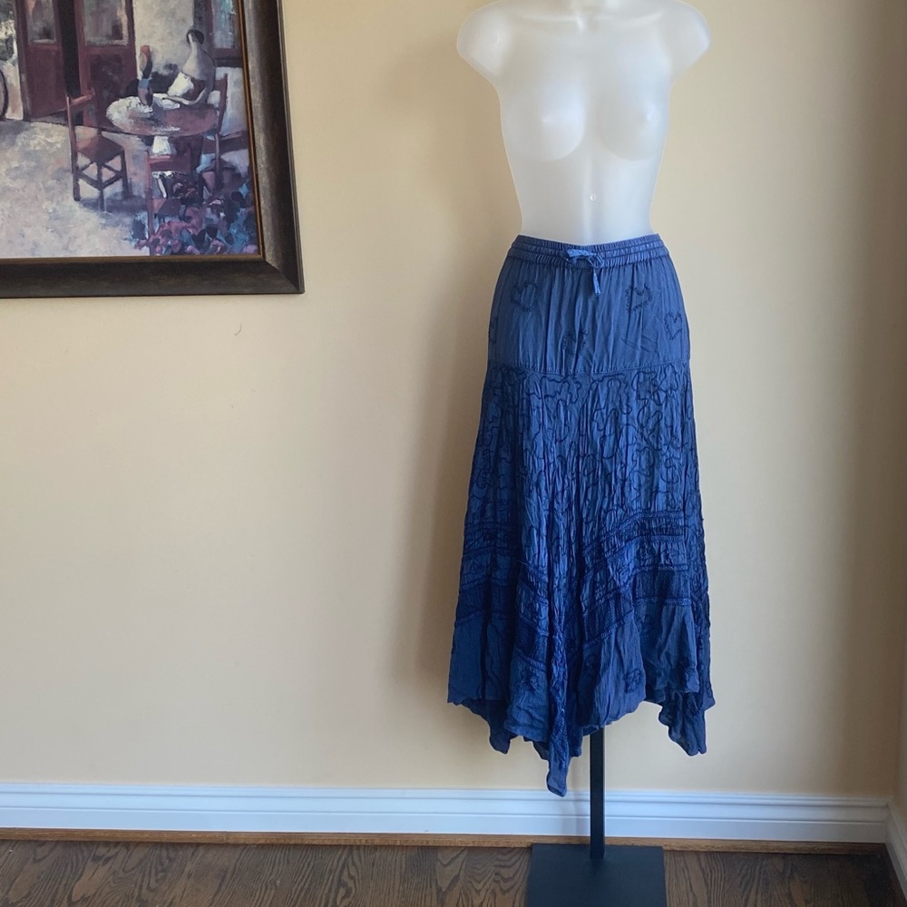 SOLD! Blue Peasant Handkerchief Skirt